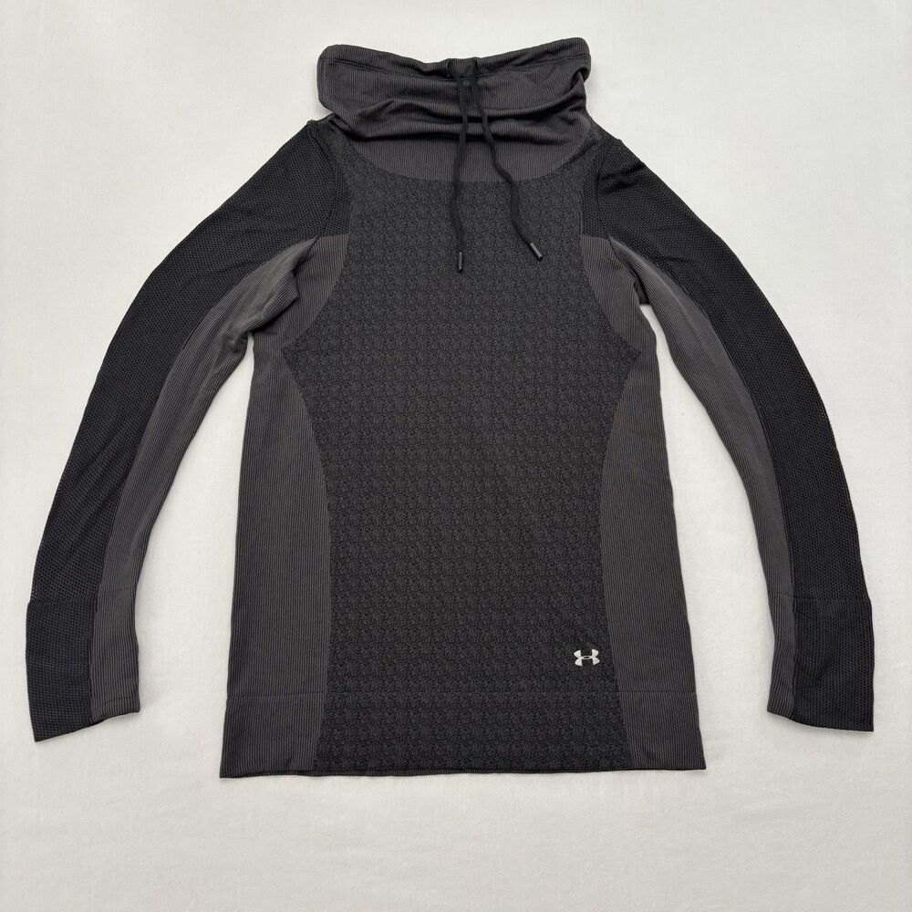 Under Armour Women's Black Gray turtle neck Heatgear M Long Sleeve Athletic